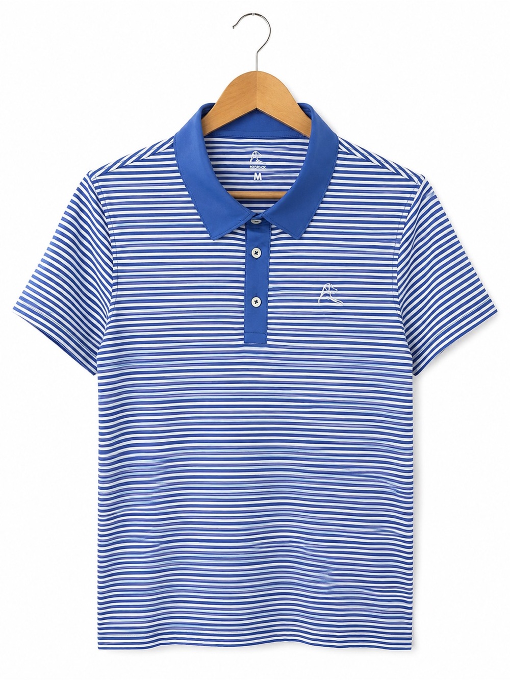 Rhoback Women’s Golf Polo Shirt Top Striped Medium Blue